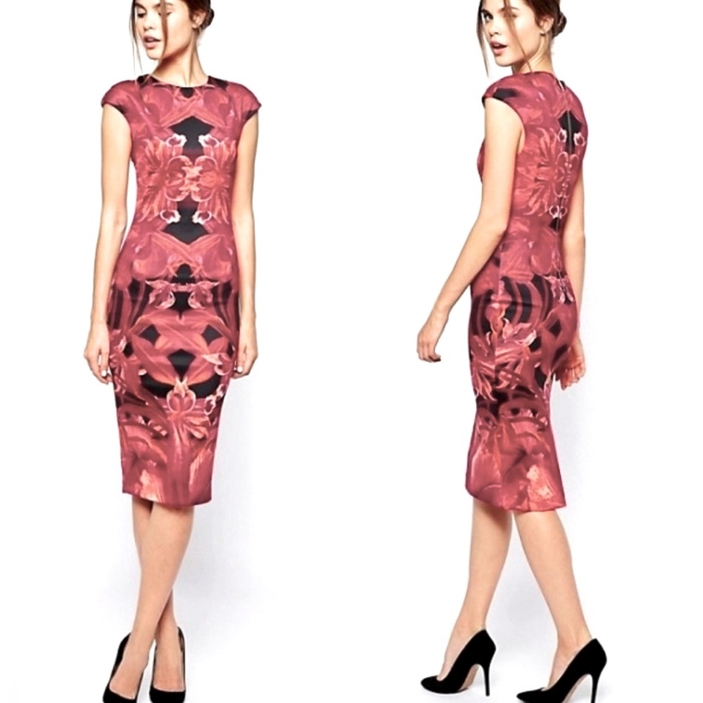 Ted Baker Naias dress Jungle Orchid red floral. Size 1